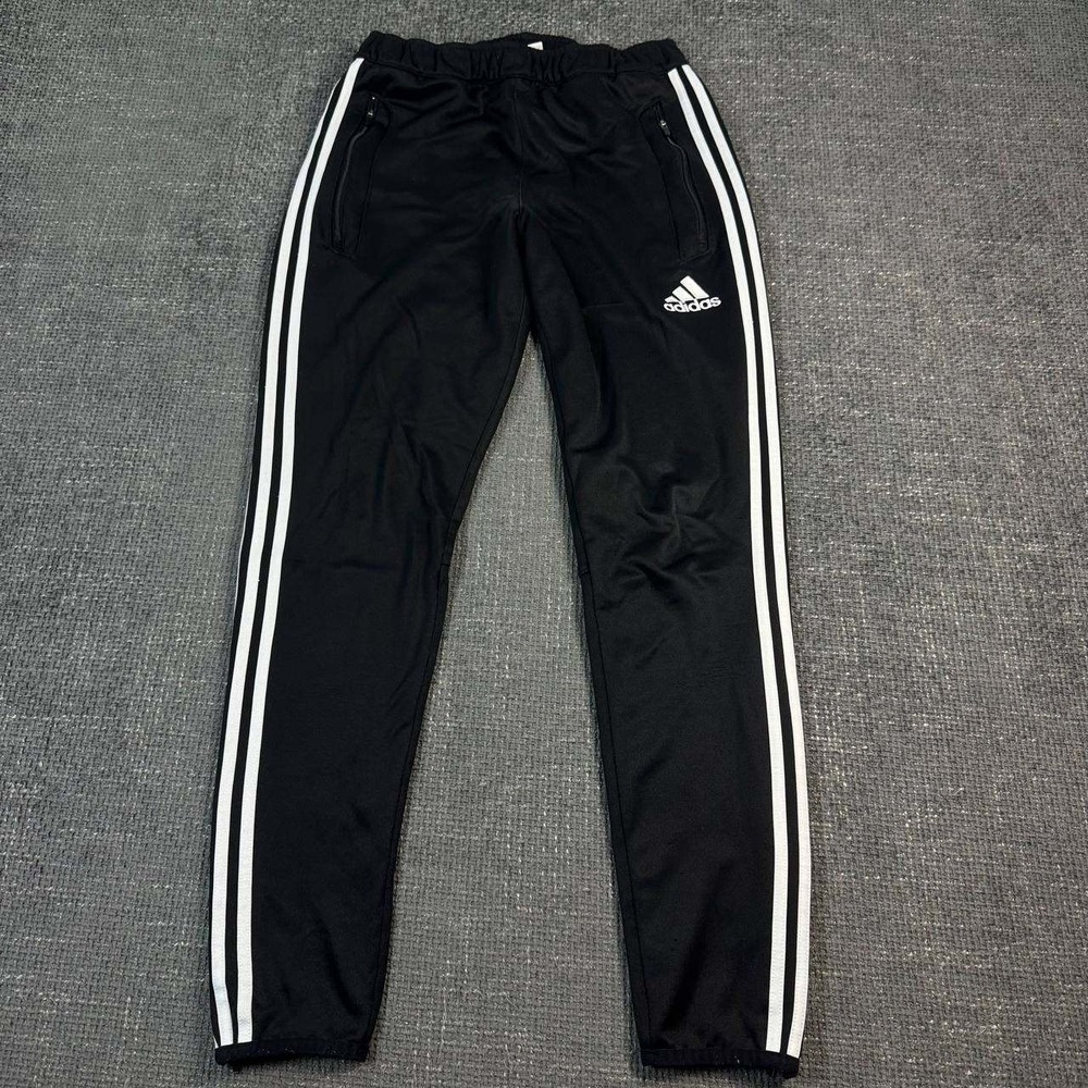 Adidas Tiro Track Pants Mens Small Black White 3-Stripe Tapered Joggers B123